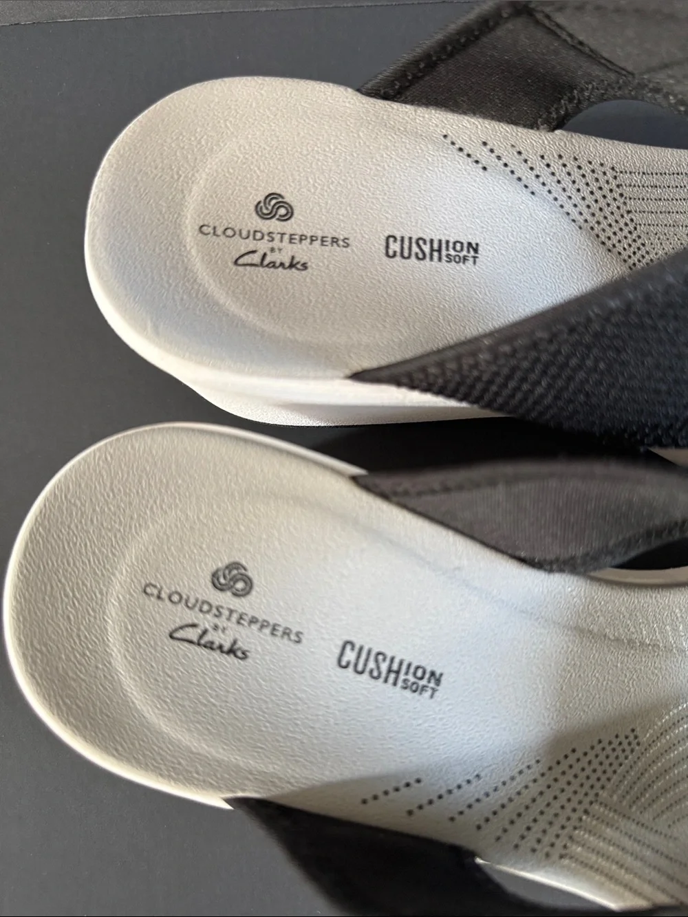 Cloudsteppers by Clarks Black and Cream Wedge Sandals with Adjustable Straps